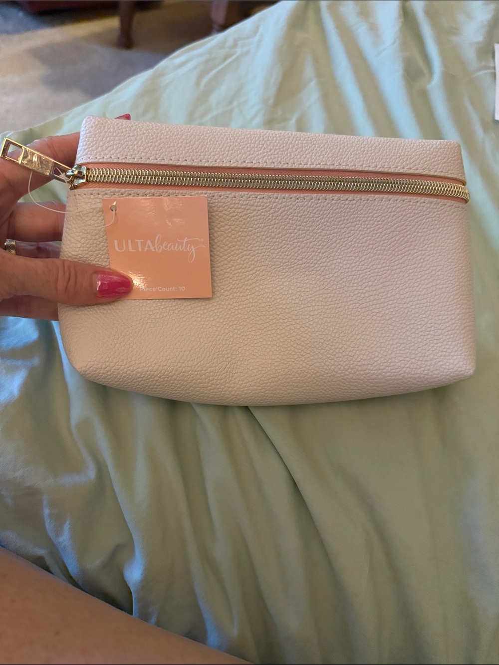 Ulta Beauty Blush Peach Cosmetic Bag with Gold Zipper